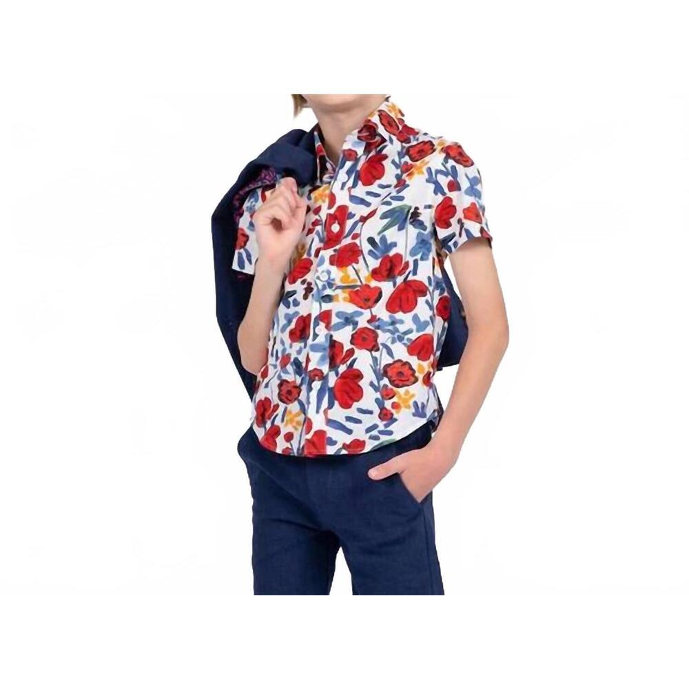 NEW APPAMAN kid's day party shirt in white rose